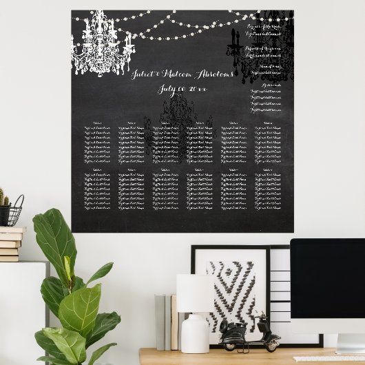 PixDezines-alkboard/chadeliers/seatgrafiek Poster (Thuiskantoor)