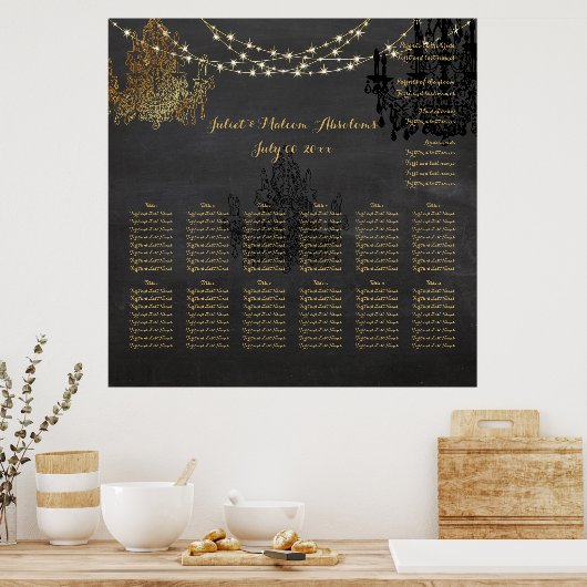 PixDezines-alkboard/chadeliers/seatgrafiek Poster (Keuken)