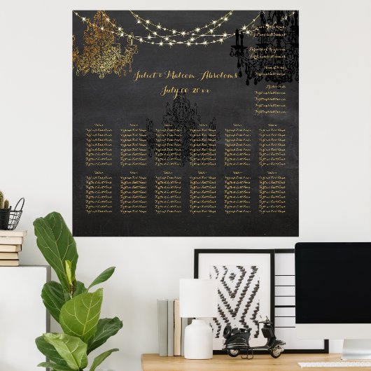 PixDezines-alkboard/chadeliers/seatgrafiek Poster (Thuiskantoor)