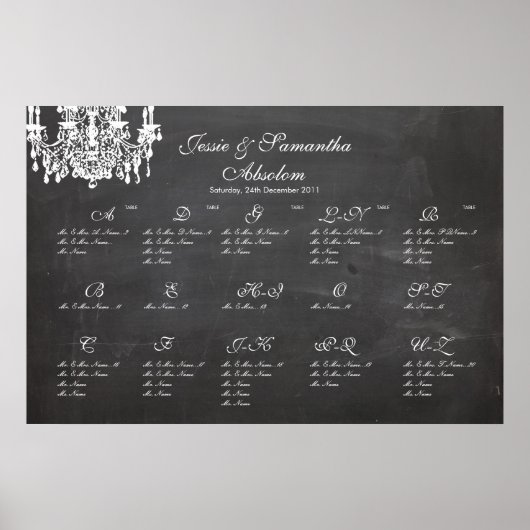 PixDezines-alkboard+chandelier/seatgrafiek Poster (Voorkant)