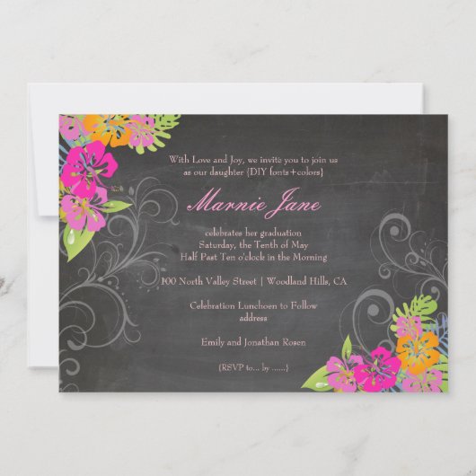 PixDezines alkboard+floral/afstuderen Kaart (Achterkant)