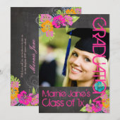 PixDezines alkboard+floral/afstuderen Kaart (Voorkant / Achterkant)