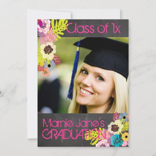 PixDezines alkboard+floral afstuderen Kaart (Voorkant)