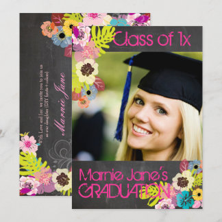 PixDezines alkboard+floral afstuderen Kaart