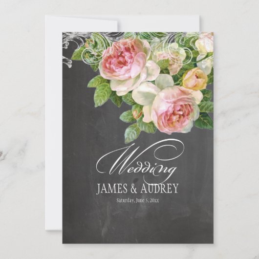 PixDezines alkboard/rococo/ roze rozen Kaart (Voorkant)