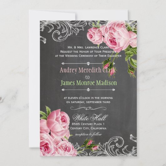 PixDezines alkboard/rokokos/ rozen Kaart (Achterkant)