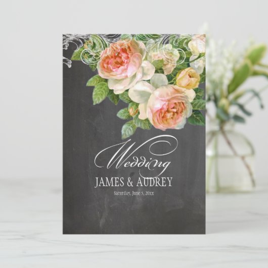 PixDezines alkboard/rokokos/ rozen Kaart (Staand voorkant)