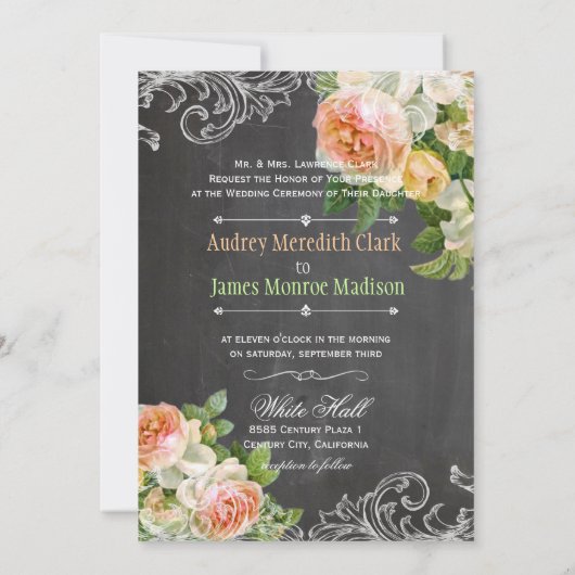 PixDezines alkboard/rokokos/ rozen Kaart (Achterkant)