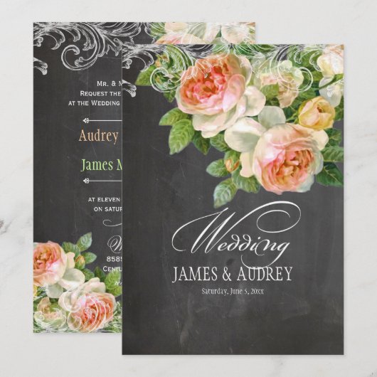 PixDezines alkboard/rokokos/ rozen Kaart (Voorkant / Achterkant)