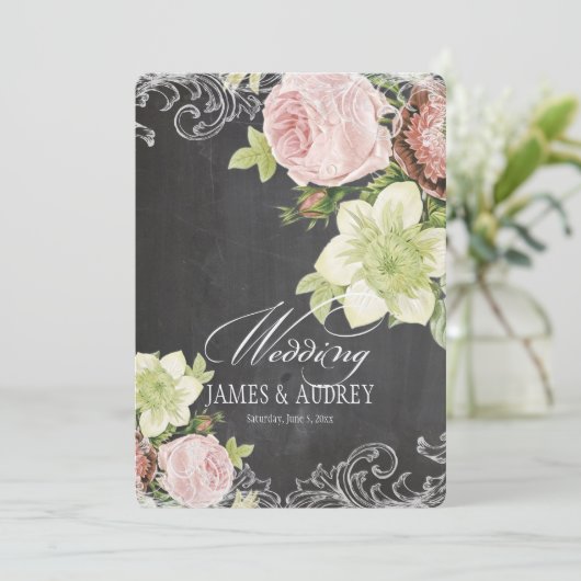 PixDezines alkboard/rokokos/ rozen Kaart (Staand voorkant)