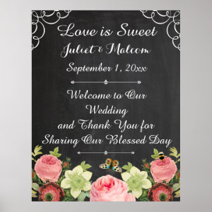 PixDezines-alkboard/ rozen/bruiloft Poster