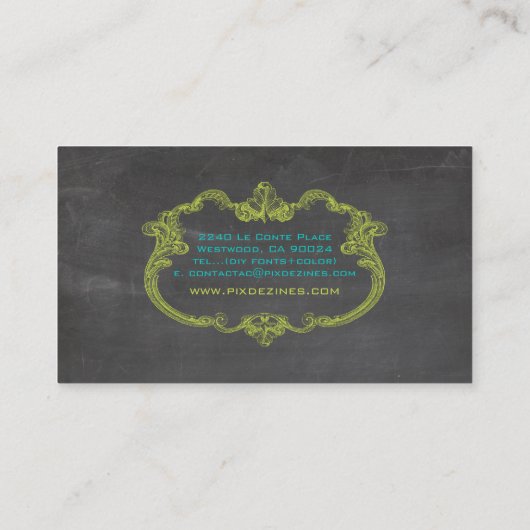 PixDezines-alkboard+whimsical-lijst Visitekaartje (Achterkant)