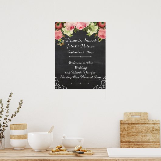 PixDezines-alkbord/ rozen/ontvangst Poster (Keuken)