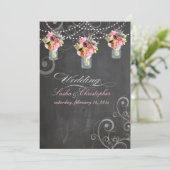 PixDezines-alkdboard+mason-jars+wilde bloemen Kaart (Staand voorkant)