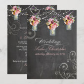 PixDezines-alkdboard+mason-jars+wilde bloemen Kaart (Voorkant / Achterkant)