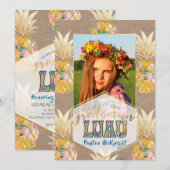 PixDezines Aloha Ananas, Afstuderen Luau Kaart (Voorkant / Achterkant)