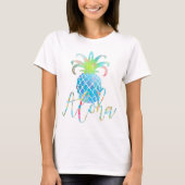 PixDezines Aloha Ananas, Aqua Blue T-shirt (Voorkant)
