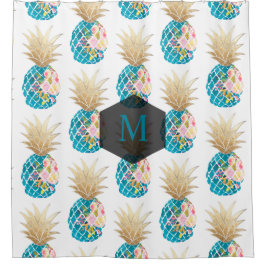 PixDezines Aloha Ananas/Aqua/DIY achtergrond Douchegordijn