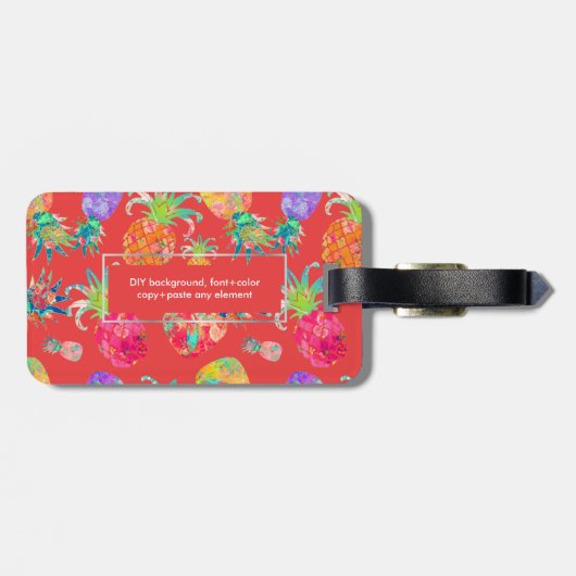 PixDezines Aloha Ananas Bagagelabel (Achterkant horizontaal)