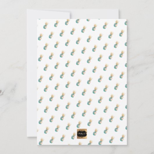 PixDezines Aloha Ananas/Blauwgroen/Afstuderen Luau Kaart (Achterkant)