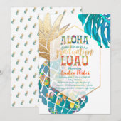 PixDezines Aloha Ananas/Blauwgroen/Afstuderen Luau Kaart (Voorkant / Achterkant)