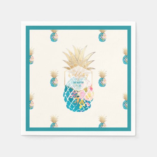 PixDezines Aloha Ananas/Blauwgroen/DIY achtergrond Servetten (Voorkant)