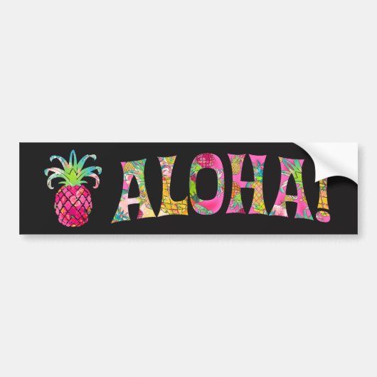 PixDezines Aloha Ananas Bumpersticker (Voorkant)