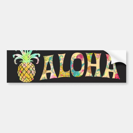 PixDezines Aloha Ananas Bumpersticker (Voorkant)