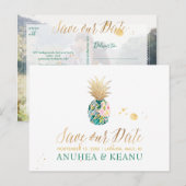 PixDezines Aloha Ananas/Dark Blauwgroen/Save the D Aankondigingskaart (Voorkant / Achterkant)