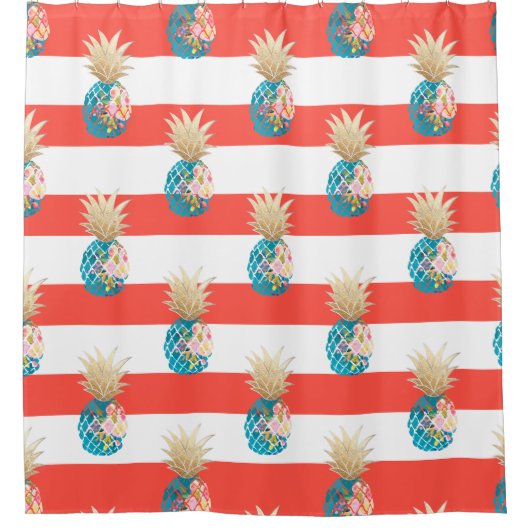 PixDezines Aloha Ananas/DIY achtergrond Douchegordijn (Voorkant)