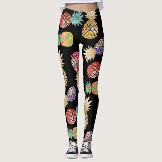 PixDezines Aloha Ananas/DIY Achtergrond Kleur Leggings (Voorkant)