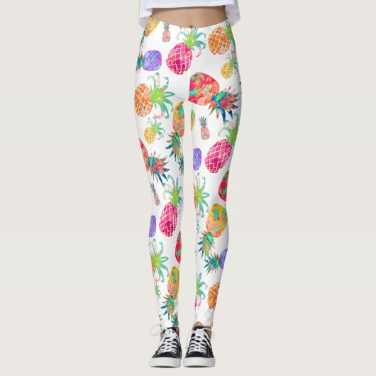 PixDezines Aloha Ananas/DIY Achtergrond Kleur Leggings (Voorkant)