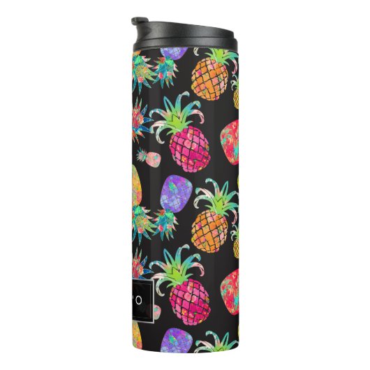PixDezines Aloha Ananas/DIY achtergrond Thermosbeker (Geroteerd rechts)