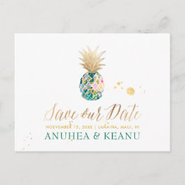 PixDezines Aloha Ananas/Donkergroen/ Save the Date Aankondigingskaart