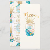 PixDezines Aloha Ananas Faux Gold/Blauwgroen Menu (Voorkant / Achterkant)