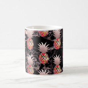 PixDezines Aloha Ananas+Faux Roos Goud Koffiemok