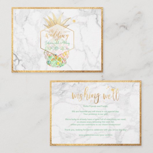 PixDezines Aloha ananas/Gold/marmer/behuizing Informatiekaartje (Voorkant / Achterkant)