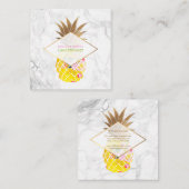 PixDezines Aloha Ananas/Goud/Marmer Vierkante Visitekaartje (Voorkant / Achterkant)