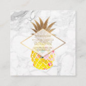 PixDezines Aloha Ananas/Goud/Marmer Vierkante Visitekaartje (Achterkant)