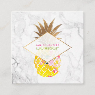 PixDezines Aloha Ananas/Goud/Marmer Vierkante Visitekaartje