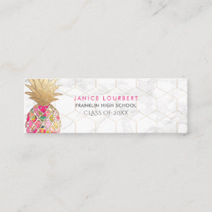 PixDezines ALOHA ANANAS/HEET ROZE/VALS GOUD Contactkaartje