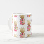 PixDezines Aloha Ananas+Hot Pink+Faux Gold Koffiemok (Voorkant links)