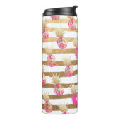 PixDezines Aloha Ananas/Hot Pink+Faux GOld Thermosbeker (Gedraaid links)