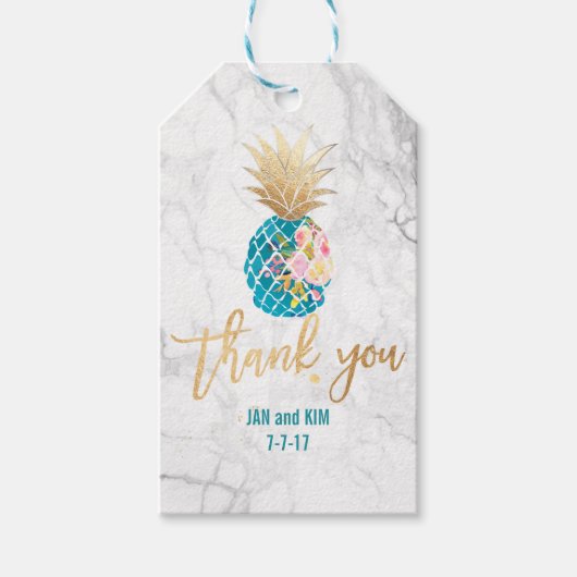 PixDezines Aloha Ananas/Marmer Cadeaulabel (Voorkant)