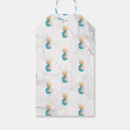 PixDezines Aloha Ananas/Marmer Cadeaulabel (Achterkant)
