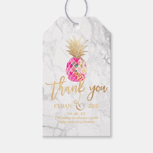 PixDezines Aloha Ananas/Marmer Cadeaulabel (Voorkant)