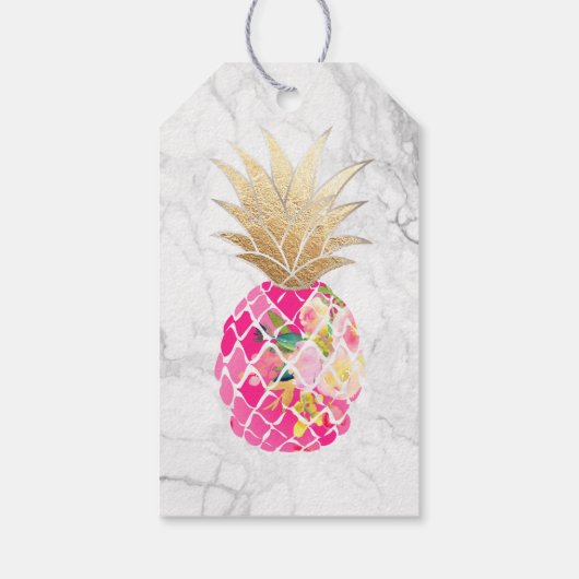 PixDezines Aloha Ananas/Marmer Cadeaulabel (Achterkant)