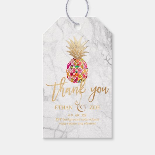 PixDezines Aloha Ananas/Marmer Cadeaulabel (Voorkant)