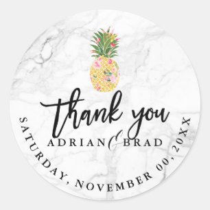 PixDezines Aloha Ananas/Marmer Ronde Sticker