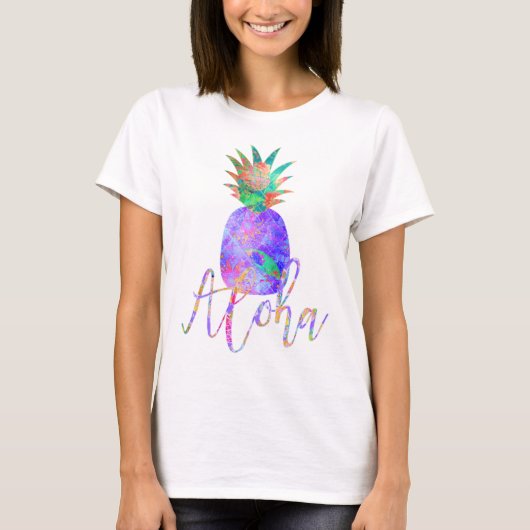 PixDezines Aloha Ananas, Paarse T-shirt (Voorkant)
